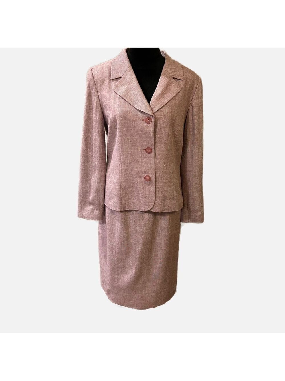 Pendleton VTG Women’s 2 Piece Skirt Suit Sz 10 Pink Button Closure Pockets Flaw